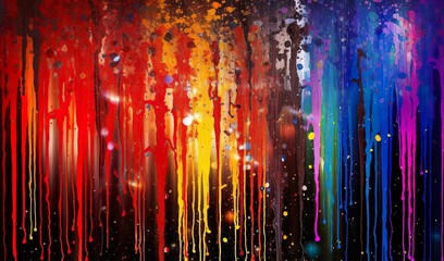 rainbow coloured lights are shining on this background, in the style of sparklecore, light red and dark blue, color splash, light gold and purple, splattered/dripped