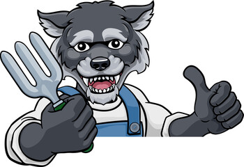 Wolf Gardener Gardening Animal Mascot