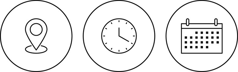 Time, date and address cirle line buttons