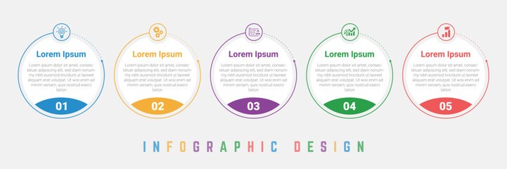 Circular diagram 5 step infographic vector design