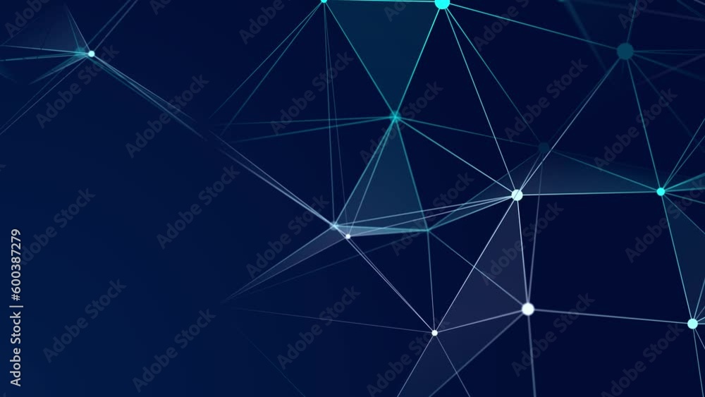 Poster big data visualization. network connection structure with chaotic distribution of points and lines. 
