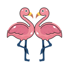 Flamingo doodle filled vector outline icon. EPS 10 file