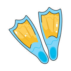 Diving Fins doodle filled vector outline icon. EPS 10 file