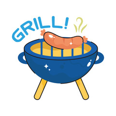 Grill doodle filled vector outline icon. EPS 10 file
