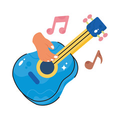 Guitar doodle filled vector outline icon. EPS 10 file