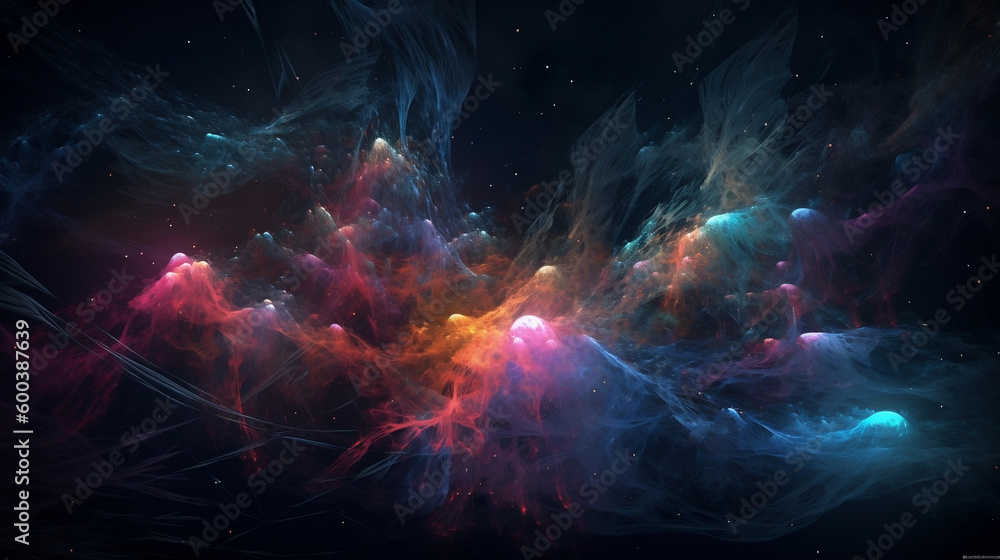 Wall mural universe of neon colors. colorful universe with colors merging. stars, nebulae, star dust, smoke... 