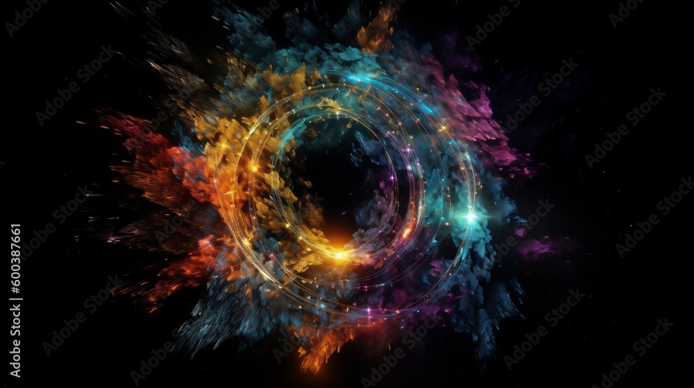 Wall mural universe of neon colors. colorful universe with colors merging. stars, nebulae, star dust, smoke... 