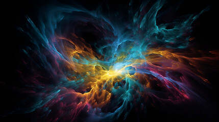 Fototapeta premium Universe of neon colors. Colorful universe with colors merging. Stars, nebulae, star dust, smoke... Creative, magical and high quality universe. Image generated by AI.