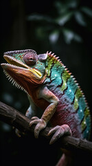 Obraz premium chameleon of various colors on the branch