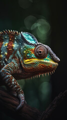 Fototapeta premium chameleon of various colors on the branch