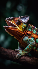 Obraz premium chameleon of various colors on the branch