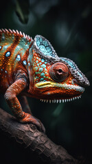 Obraz premium chameleon of various colors on the branch