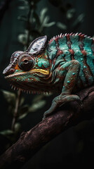 Obraz premium chameleon of various colors on the branch