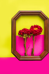 a garish painting composition with flowers