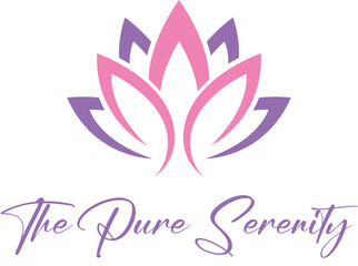 Modern vector logo with letter design for the 'Pure Serenity' meditation and yoga brand. Calming and tranquil, perfect for a brand that wants to convey peace and serenity