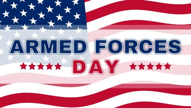 armed forces day text on American flag colour. animation concept for armed forces day celebration