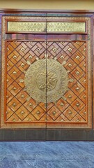 The door asian architecture of mosque with islamic ornament and decoration on it