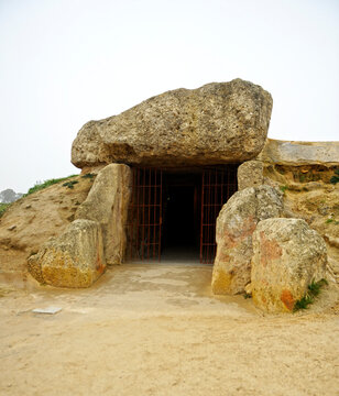 Dolmen De Menga, Megalithic Monument (3rd Millennium BC) Located In Antequera, Province Of Malaga, Andalusia, Spain. Declared A World Heritage Site By UNESCO.