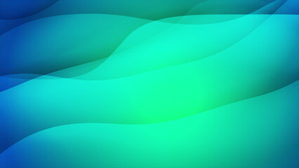Abstract green blue glossy smooth waves background