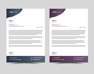 Modern Creative corporate business letterhead layout template design.