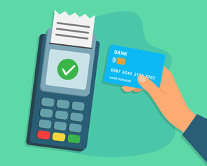 Contactless credit card online payment in pos terminal machine