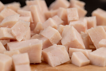 Sliced fresh chicken ham from meat