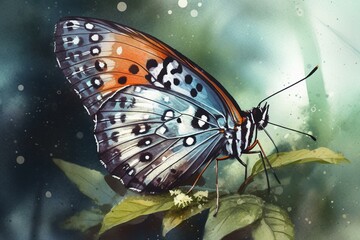 Fototapeta na wymiar A watercolor painting of a butterfly. Generative AI