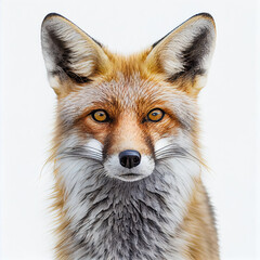 Fototapeta premium Adult Fox portrait isolated on a white background. Generative AI. 