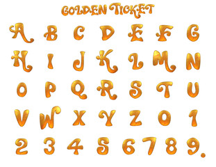 Golden ticket fun alphabet - 3d illustration