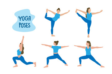 Flat international yoga day poses and exercises collection