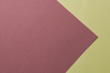 Rough kraft paper background, paper texture burgundy green colors. Mockup with copy space for text