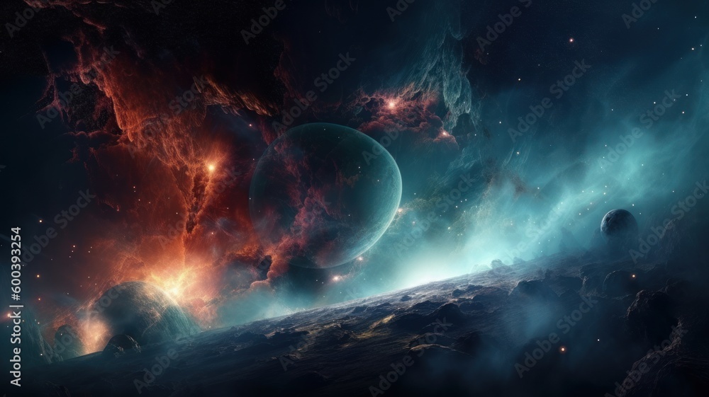 Wall mural deep space and nebula generative ai