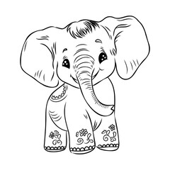 Vector illustration of a cute baby elephant