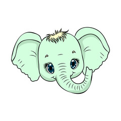 Vector illustration of a cute baby elephant