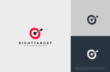 Simple arrow center target poin logo concept. Vector Illustration
