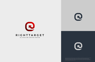 Simple arrow center target poin logo concept. Vector Illustration