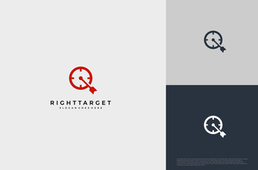 Simple arrow center target poin logo concept. Vector Illustration