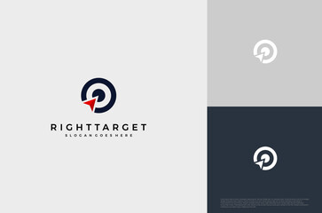 Simple arrow center target poin logo concept. Vector Illustration - obrazy, fototapety, plakaty