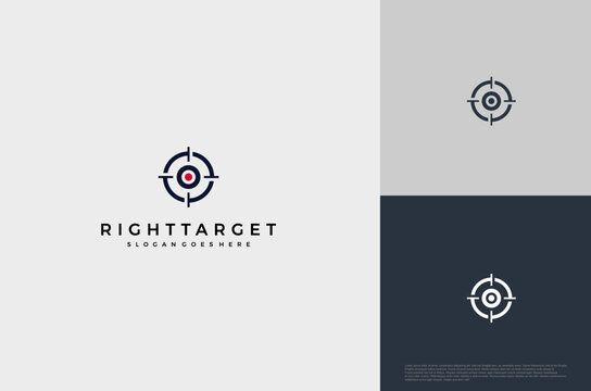 Simple arrow center target poin logo concept. Vector Illustration