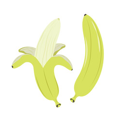 Illustration of a whole and peeled banana