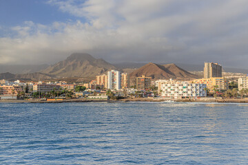 City of Los Crictianos, view from ocean, Tenerife, Canary Islands, Spain .