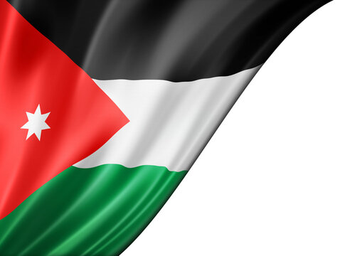 Jordanian flag isolated on white banner