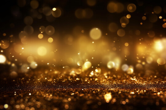 Golden background with bokeh and glitter particles, creating a dreamy and magical atmosphere. Ai generated