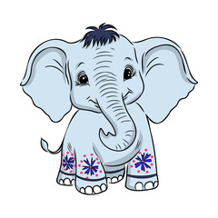 Vector illustration of a cute baby elephant