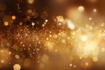 Fototapeta na wymiar Golden background with bokeh and glitter particles, creating a dreamy and magical atmosphere. Ai generated