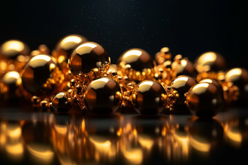 Golden background with gold marbles and spheres, creating a luxurious and opulent atmosphere. Ai generated