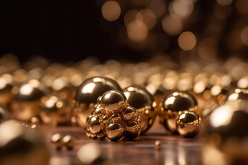 Golden background with gold marbles and spheres, creating a luxurious and opulent atmosphere. Ai generated