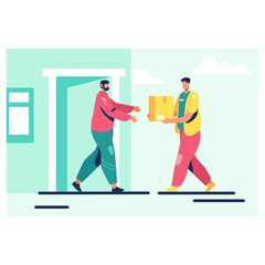 Delivery from hand to hand. Courier transportation from door to door