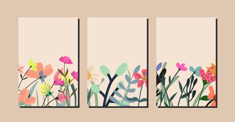 Abstract flower shape vector cover set design