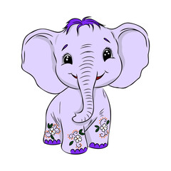 Vector illustration of a cute baby elephant